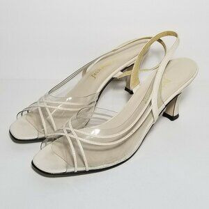 Vintage Jack Rogers Clear Straps Pumps Cream 8.5